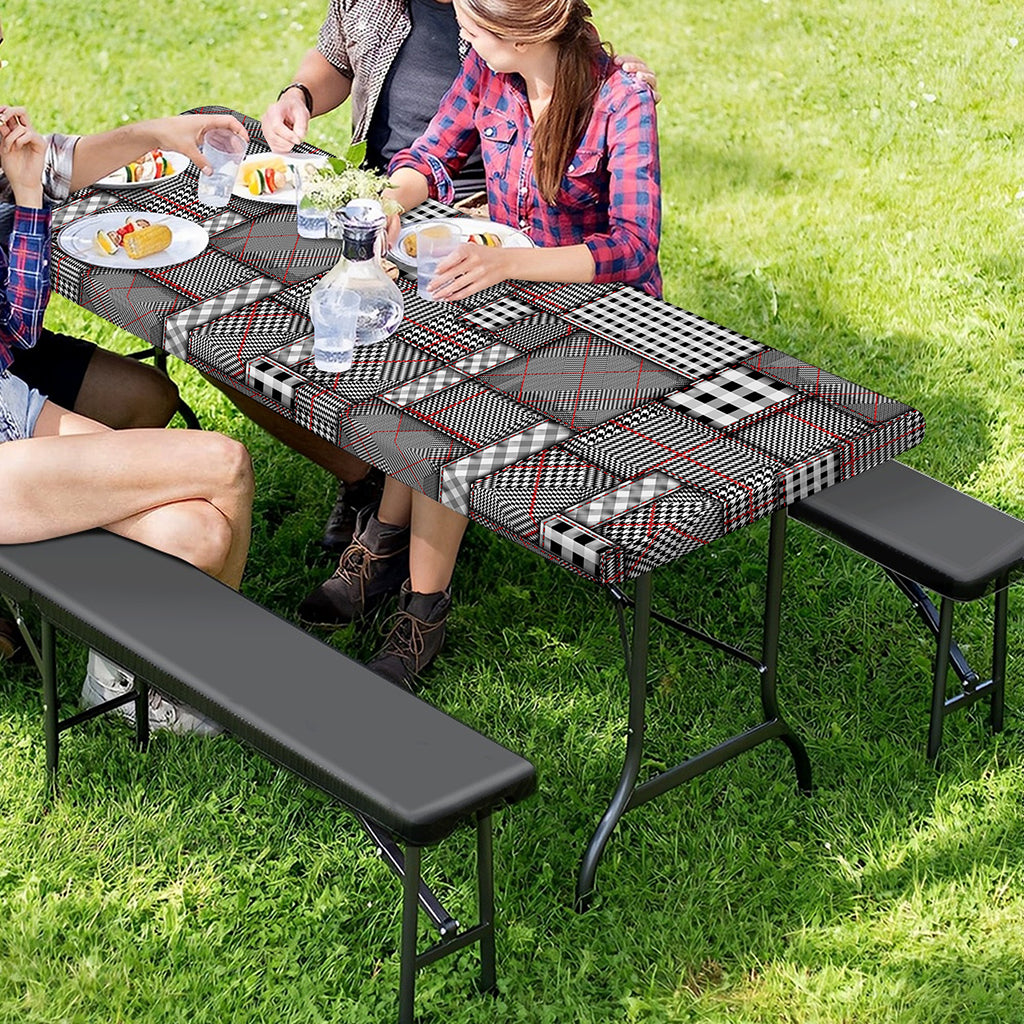Glen Plaid Patchwork Pattern Print Picnic Table Cover