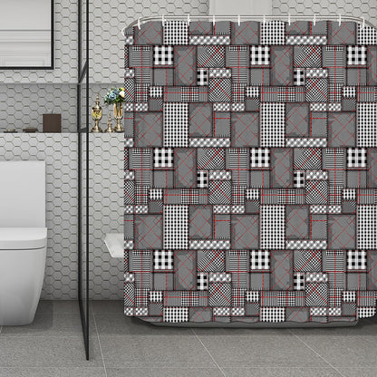 Glen Plaid Patchwork Pattern Print Polyester Shower Curtain