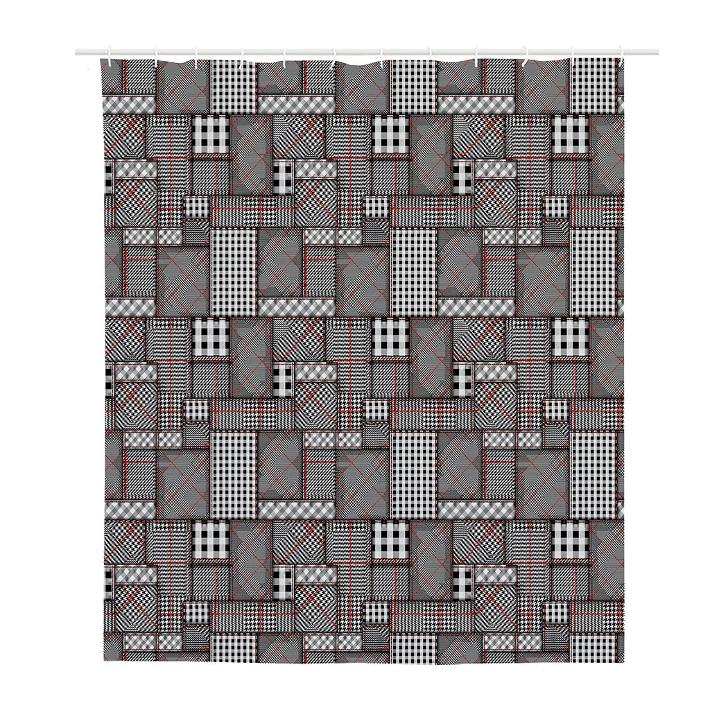 Glen Plaid Patchwork Pattern Print Polyester Shower Curtain