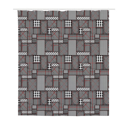 Glen Plaid Patchwork Pattern Print Polyester Shower Curtain