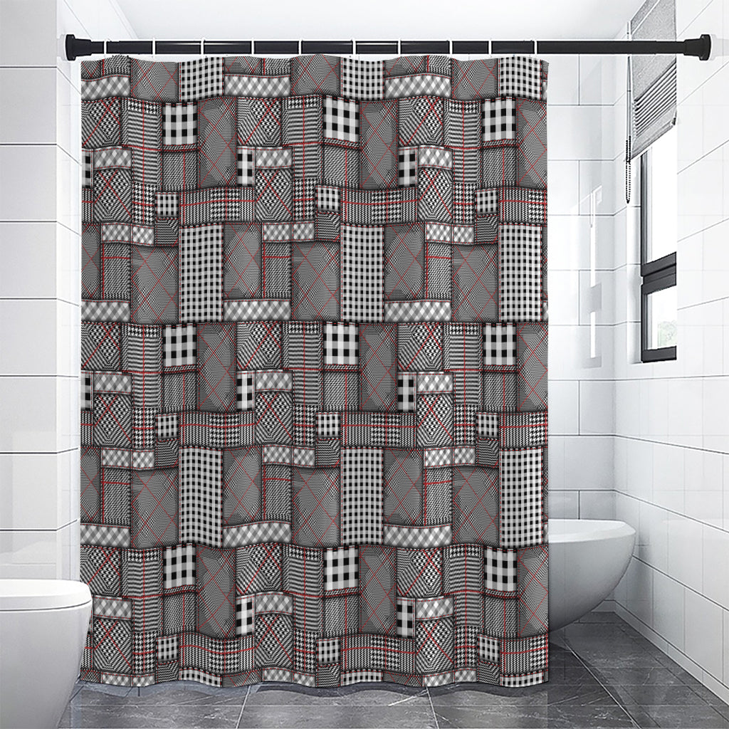 Glen Plaid Patchwork Pattern Print Premium Shower Curtain