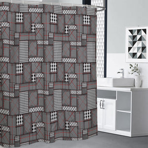 Glen Plaid Patchwork Pattern Print Premium Shower Curtain