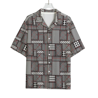 Glen Plaid Patchwork Pattern Print Rayon Hawaiian Shirt