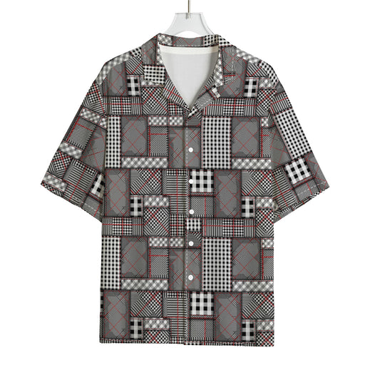 Glen Plaid Patchwork Pattern Print Rayon Hawaiian Shirt