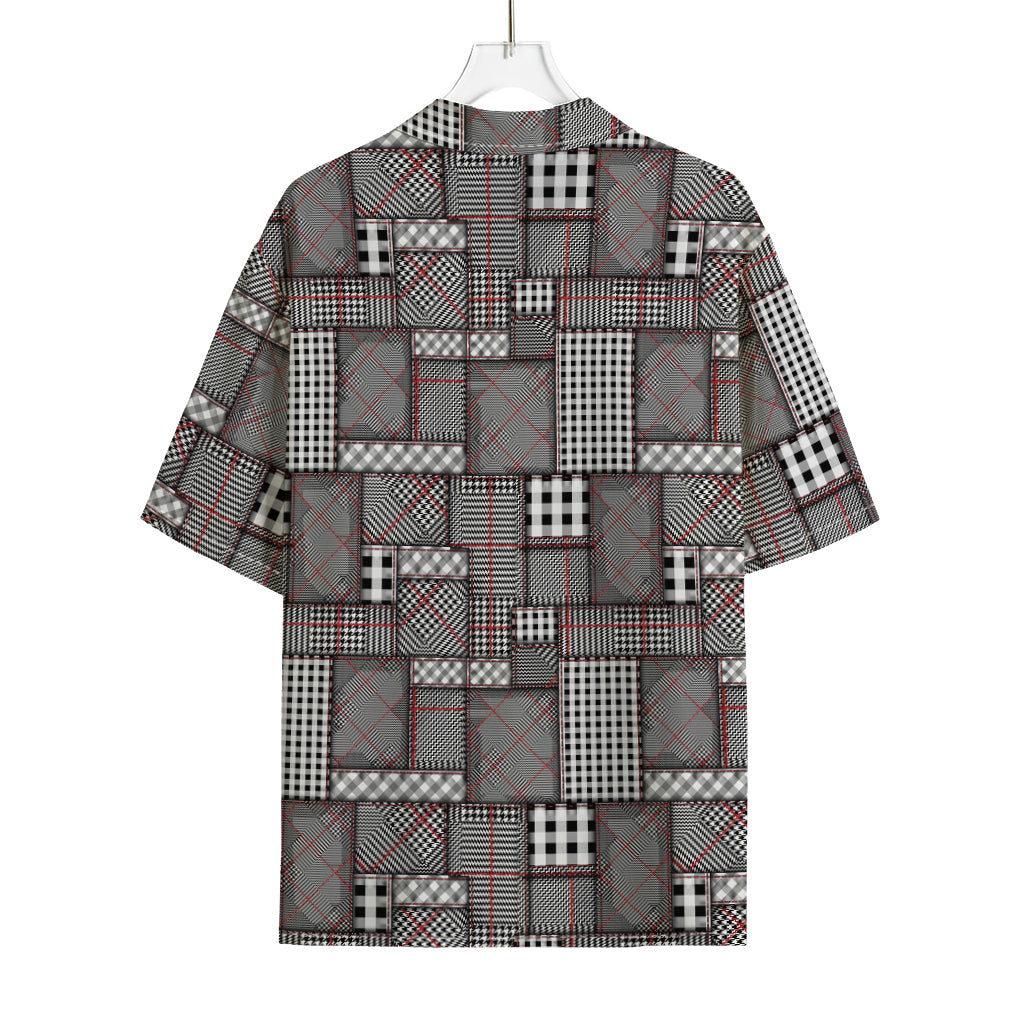 Glen Plaid Patchwork Pattern Print Rayon Hawaiian Shirt