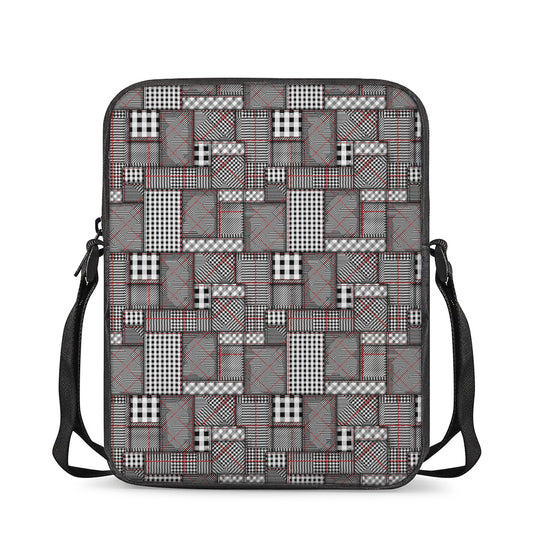 Glen Plaid Patchwork Pattern Print Rectangular Crossbody Bag