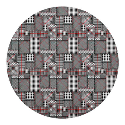 Glen Plaid Patchwork Pattern Print Round Blanket