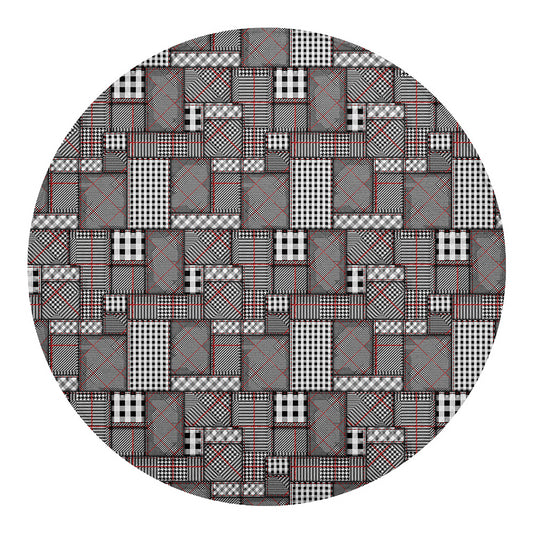 Glen Plaid Patchwork Pattern Print Round Blanket