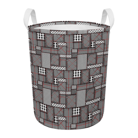 Glen Plaid Patchwork Pattern Print Round Laundry Basket