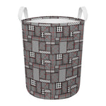 Glen Plaid Patchwork Pattern Print Round Laundry Basket