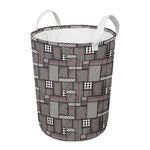 Glen Plaid Patchwork Pattern Print Round Laundry Basket