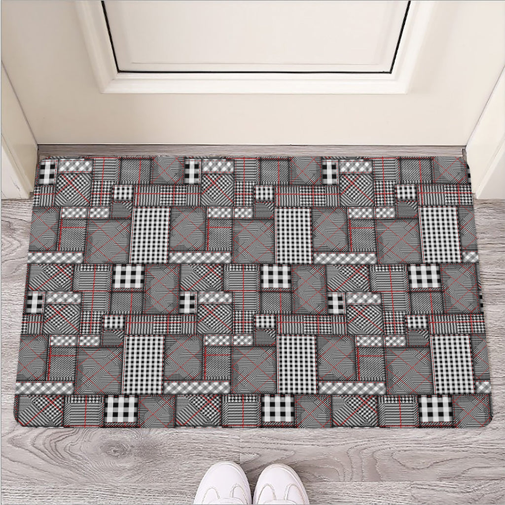 Glen Plaid Patchwork Pattern Print Rubber Doormat