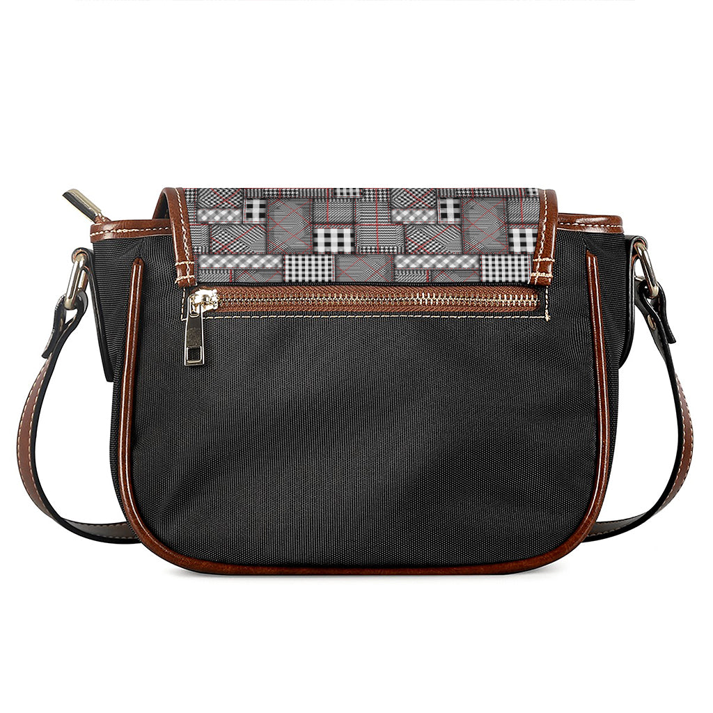 Glen Plaid Patchwork Pattern Print Saddle Bag