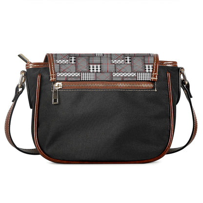 Glen Plaid Patchwork Pattern Print Saddle Bag