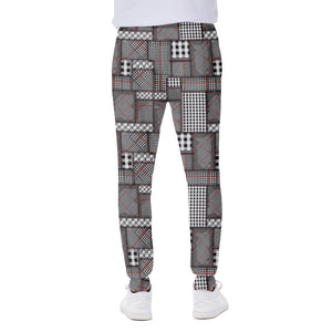 Glen Plaid Patchwork Pattern Print Scuba Joggers