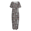 Glen Plaid Patchwork Pattern Print Short Sleeve Long Nightdress