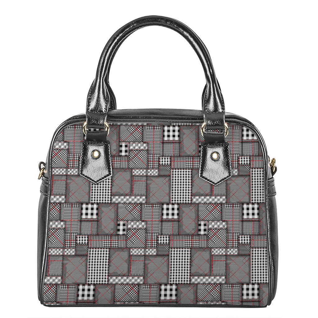 Glen Plaid Patchwork Pattern Print Shoulder Handbag