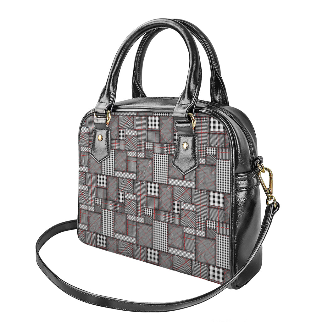 Glen Plaid Patchwork Pattern Print Shoulder Handbag