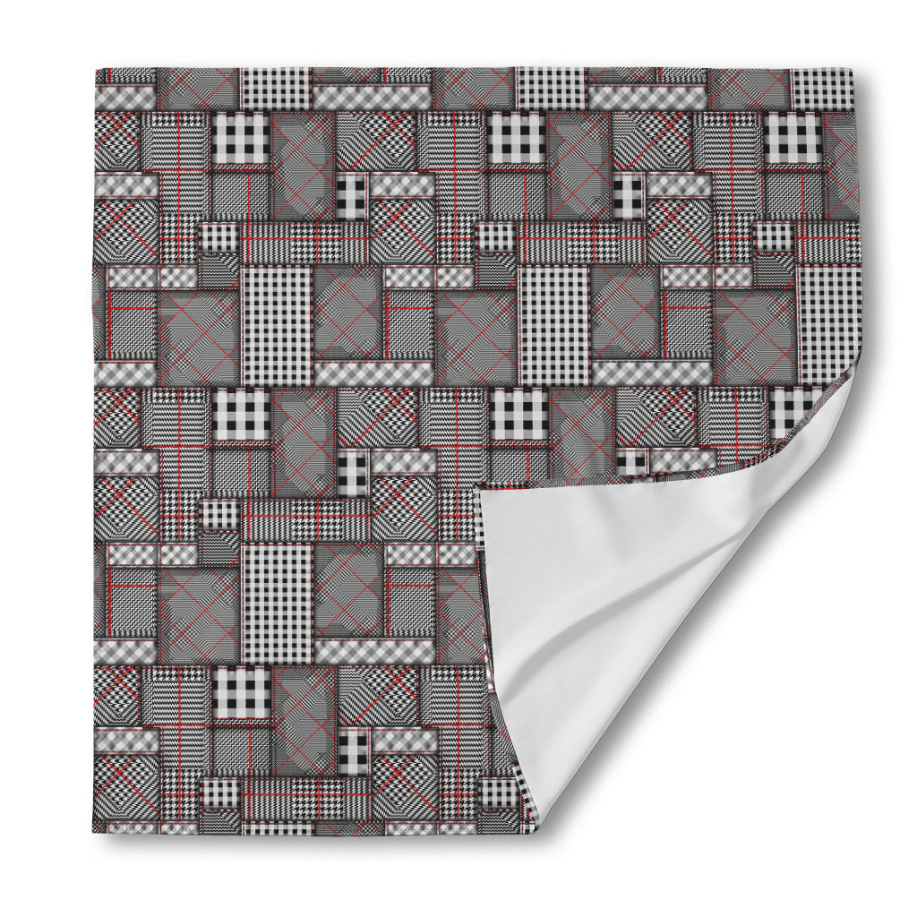 Glen Plaid Patchwork Pattern Print Silk Bandana