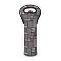 Glen Plaid Patchwork Pattern Print Single Neoprene Wine Tote
