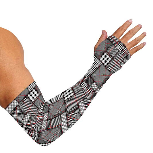 Glen Plaid Patchwork Pattern Print Sun Protection Arm Sleeves