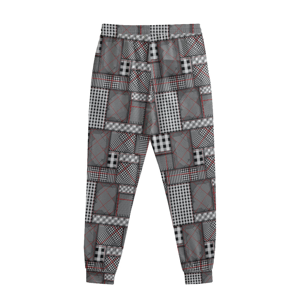 Glen Plaid Patchwork Pattern Print Sweatpants