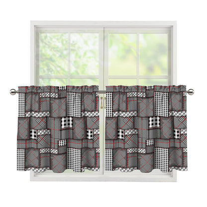 Glen Plaid Patchwork Pattern Print Tier Curtains