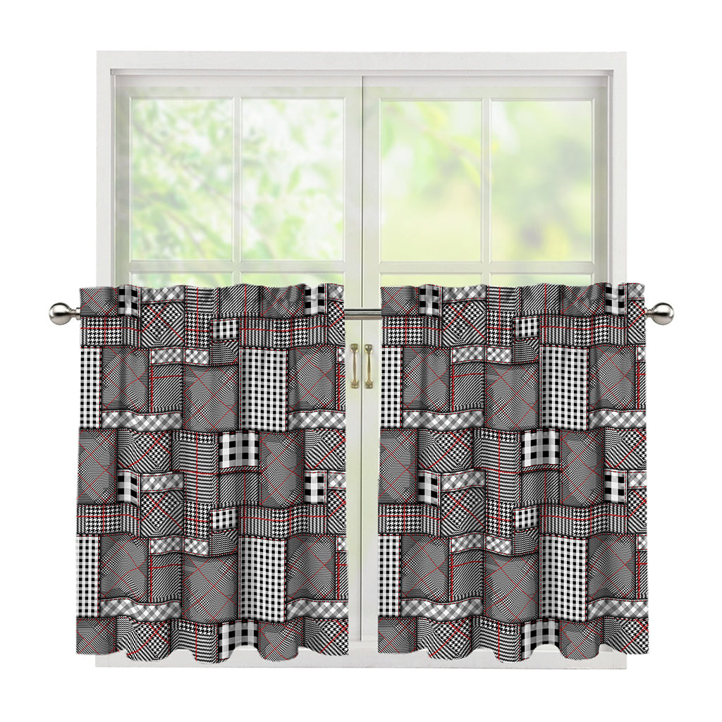 Glen Plaid Patchwork Pattern Print Tier Curtains
