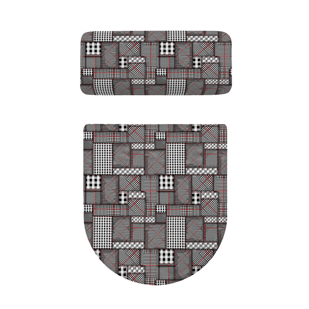 Glen Plaid Patchwork Pattern Print Toilet Lid And Tank Cover Set