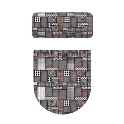 Glen Plaid Patchwork Pattern Print Toilet Lid And Tank Cover Set
