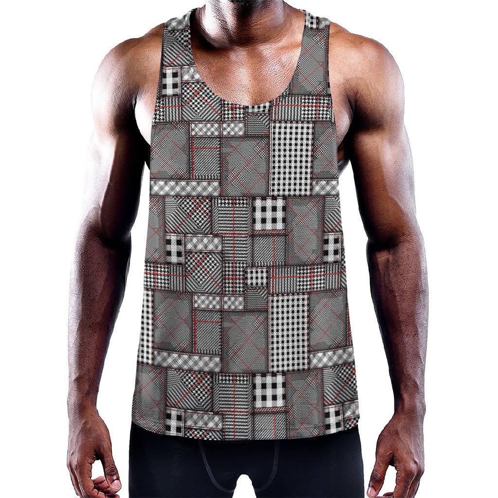 Glen Plaid Patchwork Pattern Print Training Tank Top