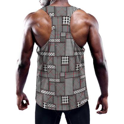 Glen Plaid Patchwork Pattern Print Training Tank Top