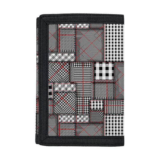 Glen Plaid Patchwork Pattern Print Trifold Wallet