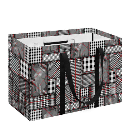 Glen Plaid Patchwork Pattern Print Utility Tote Bag