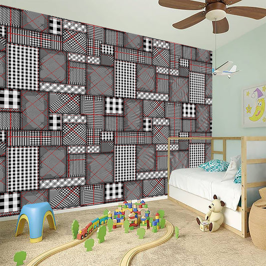Glen Plaid Patchwork Pattern Print Wall Sticker