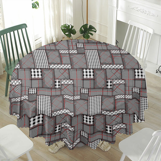 Glen Plaid Patchwork Pattern Print Waterproof Round Tablecloth