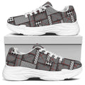 Glen Plaid Patchwork Pattern Print White Chunky Shoes