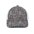Glen Plaid Patchwork Pattern Print White Mesh Trucker Hat