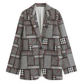 Glen Plaid Patchwork Pattern Print Women's Cotton Blazer