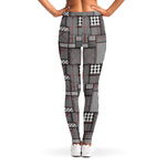 Glen Plaid Patchwork Pattern Print Women's Leggings