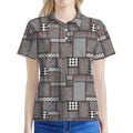 Glen Plaid Patchwork Pattern Print Women's Polo Shirt