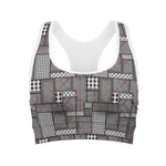 Glen Plaid Patchwork Pattern Print Women's Sports Bra