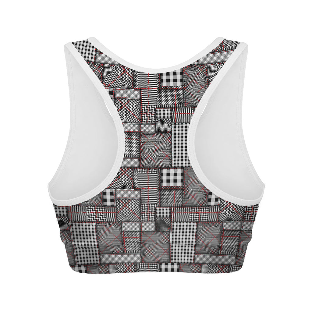 Glen Plaid Patchwork Pattern Print Women's Sports Bra
