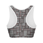 Glen Plaid Patchwork Pattern Print Women's Sports Bra