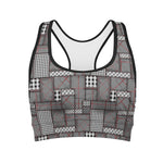 Glen Plaid Patchwork Pattern Print Women's Sports Bra