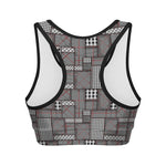 Glen Plaid Patchwork Pattern Print Women's Sports Bra