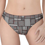 Glen Plaid Patchwork Pattern Print Women's Thong