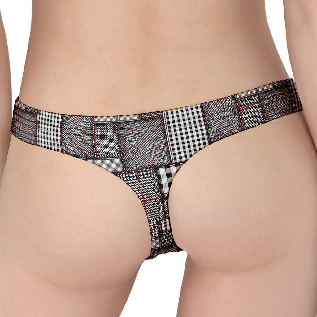 Glen Plaid Patchwork Pattern Print Women's Thong