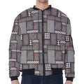 Glen Plaid Patchwork Pattern Print Zip Sleeve Bomber Jacket