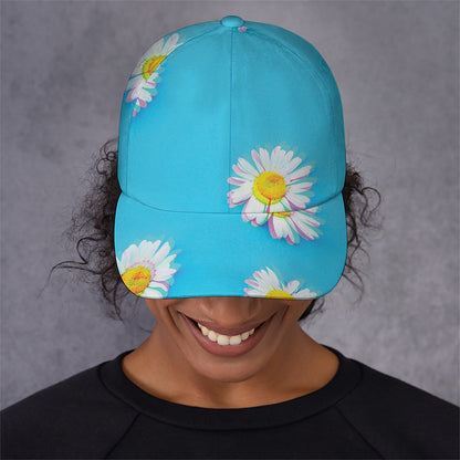 Glitch Daisy Flower Print Baseball Cap
